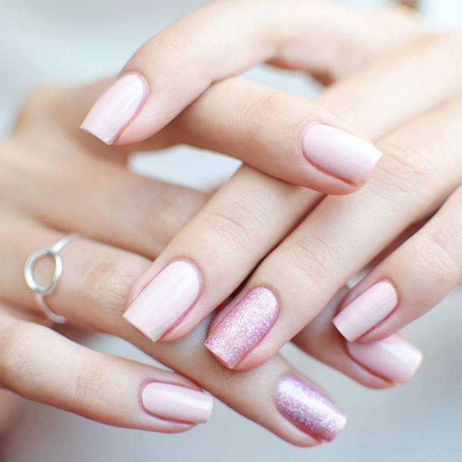 Beautiful Glitter Nude Nails Designs