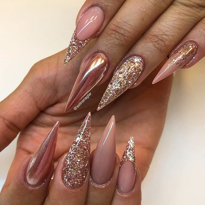 Beautiful Glitter Nude Nails Designs