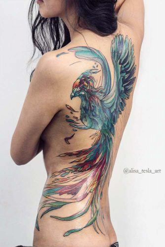 Terrific Phoenix Tattoo Design For Back #backtattoo #bluephoenix