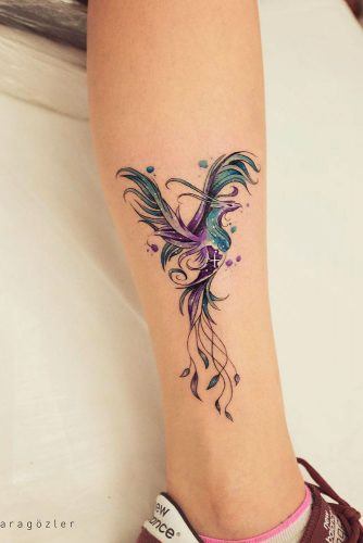 Beautiful Galaxy Phoenix Tattoo On Leg #legtattoo #galaxytattoo #galaxyphoenix