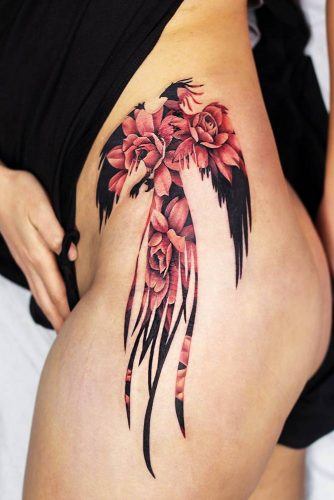 Phoenix Tattoo With Roses #rosetattoo #floraltattoo