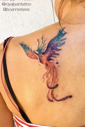Galaxy Phoenix Tattoo Idea #shouldertattoo