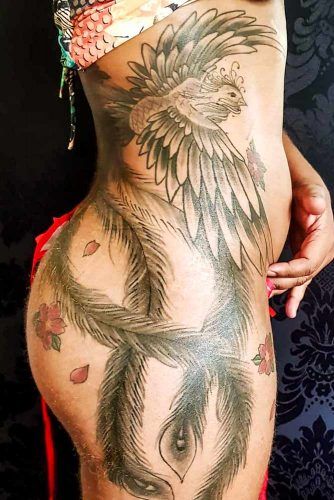 Big Tattoo Idea For Side Body With Phoenix #sidebodytattoo