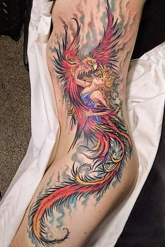 Side Body Tattoo Idea With Phoenix Bird #sidebodytattoo