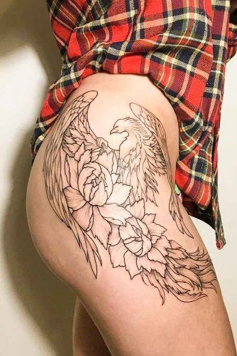 Beautiful Phoenix Tattoo Idea #flowertattoo #outlinetattoo
