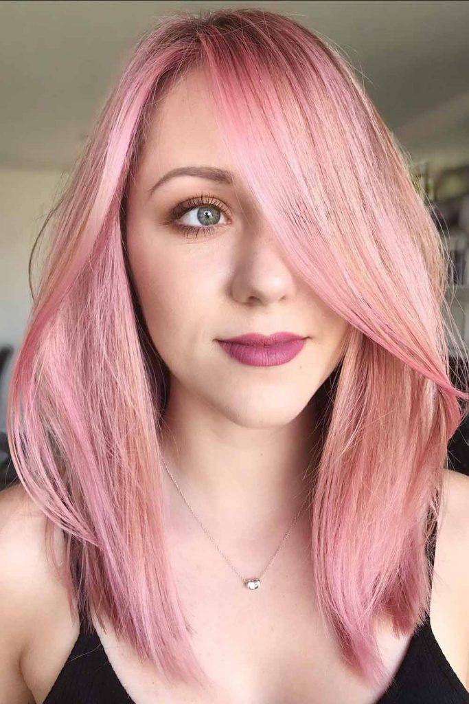 Straight Rose Pink Long Bob