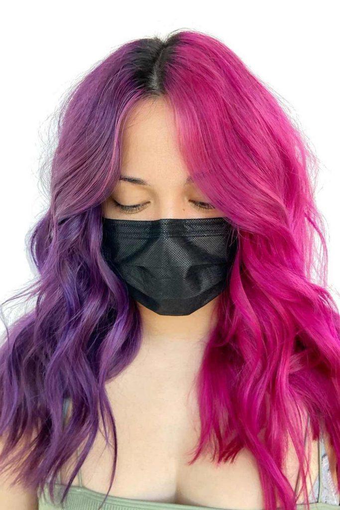 Half Pink Half Purple Hair