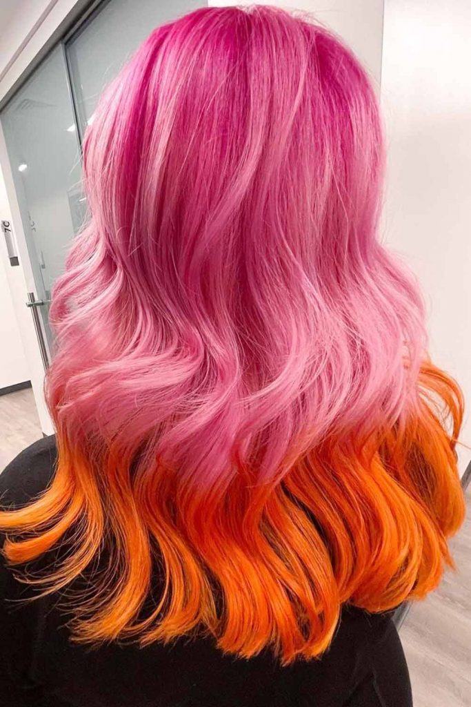 pastel orange pink hair