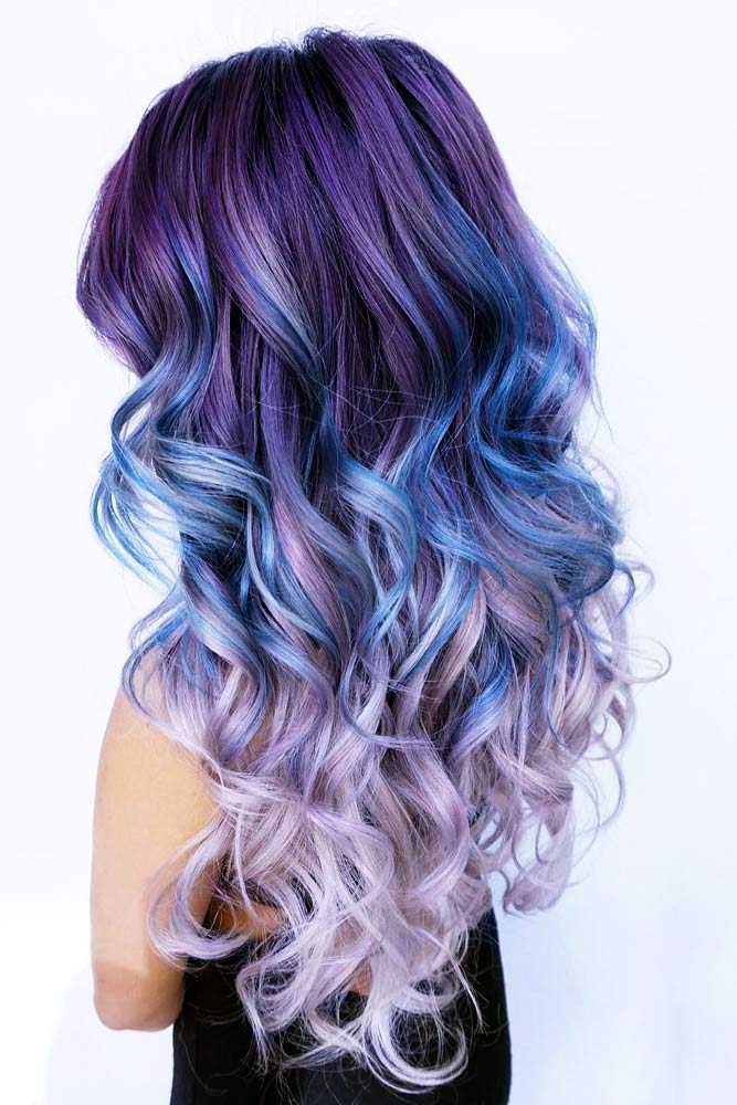 Ombre Hair With Blue Highlights #bluehair #hairhighlights