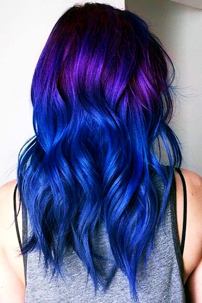 Navy Hair With Purple Highlights #bluehair