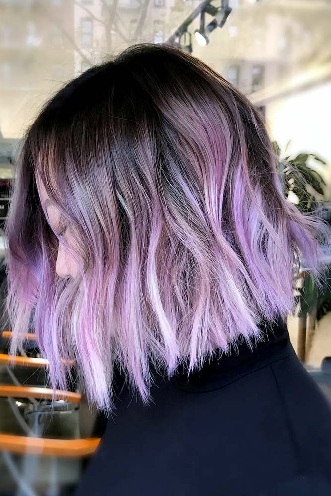 Blunt Bob Hairstyle With Purple Tips #ombrehair