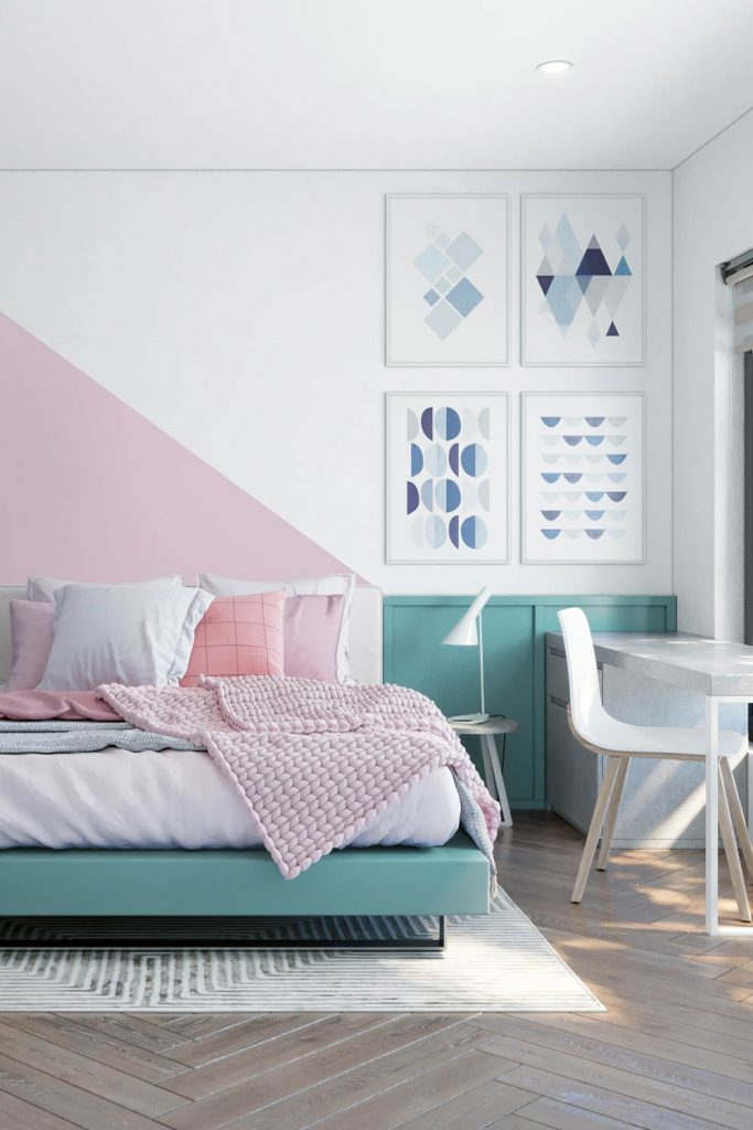 Cute Pastel Colored Teen Bedroom Idea