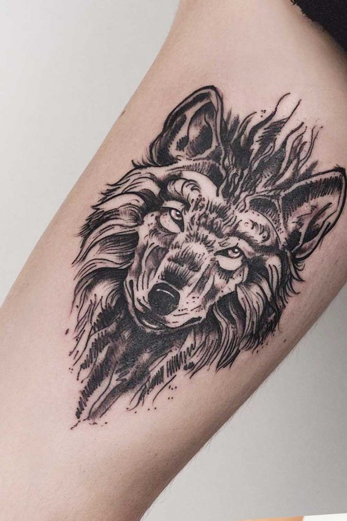 Lion Wolf Tattoo Moon Forest Rose Flowers Body Temporary Tattoo | eBay