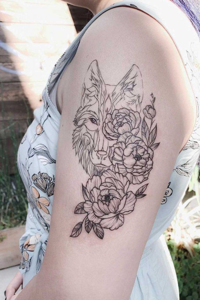 Wolf Patch Design Scribbles  CLIENT WIP  flowers Wolf Tattoo  Patch Embroidery Rose Art Artist Desig  Dog tattoos Rose sketch  Dark art drawings