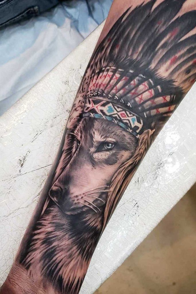American Indian wolf tattoo by leightca on DeviantArt
