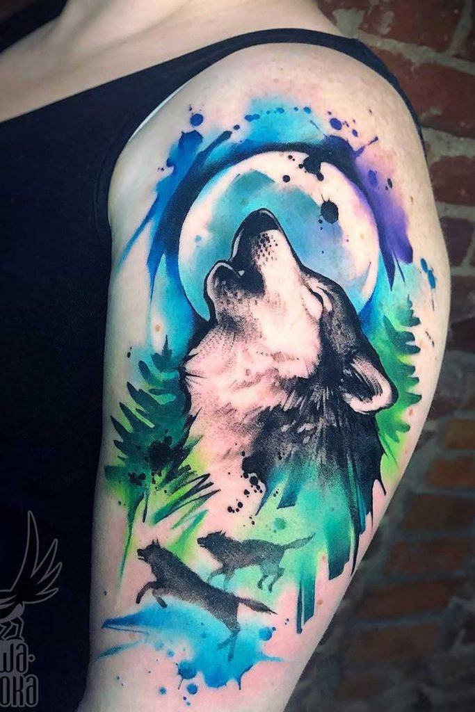 Beowulf Watercolor Wolf Temporary Tattoo  MyBodiArt