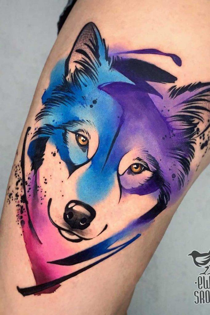 Feather Wolf Tattoo Watercolor  Best Tattoo Ideas Gallery