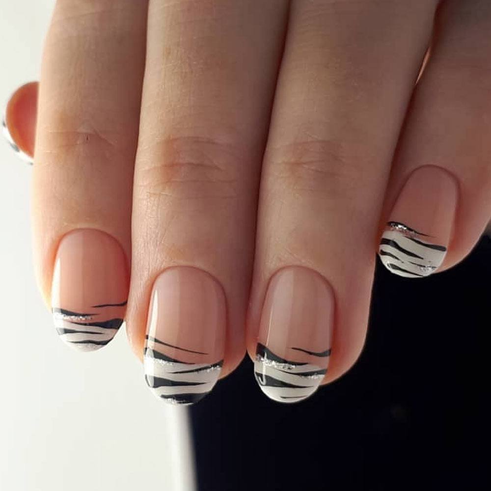 French Tips with Zebra Print