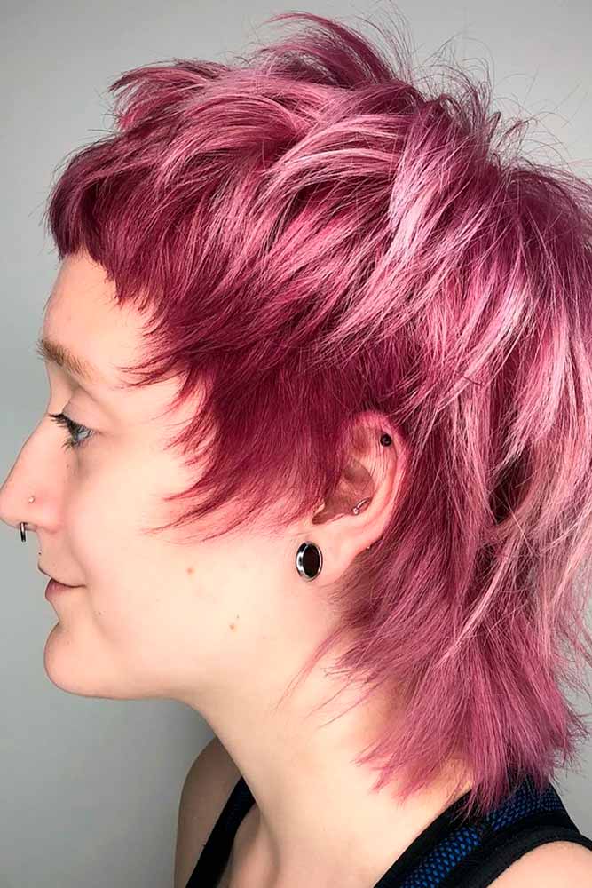 Red And Pink Short Hairstyle #shorthairstyles