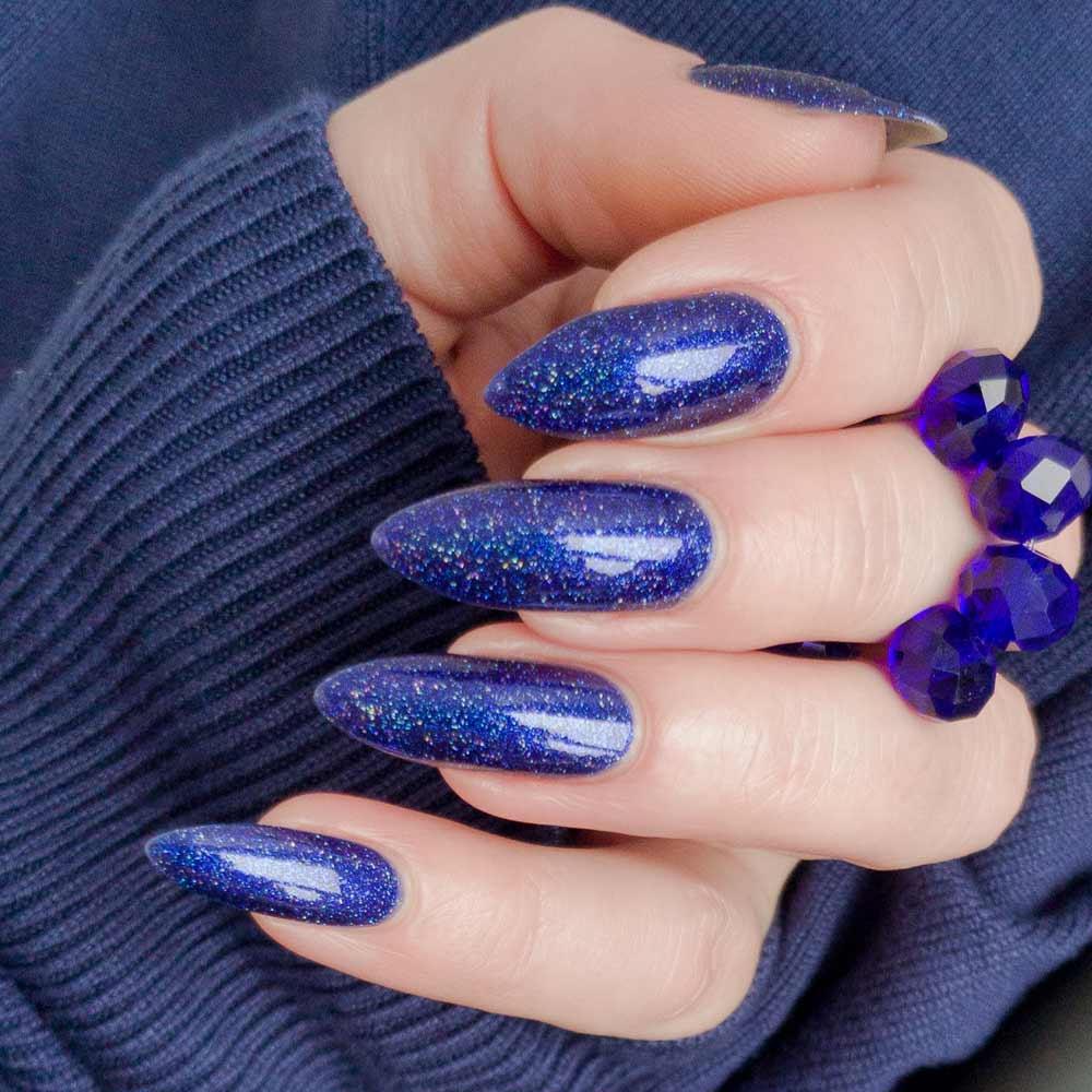 Navy Blue Glitter Nails