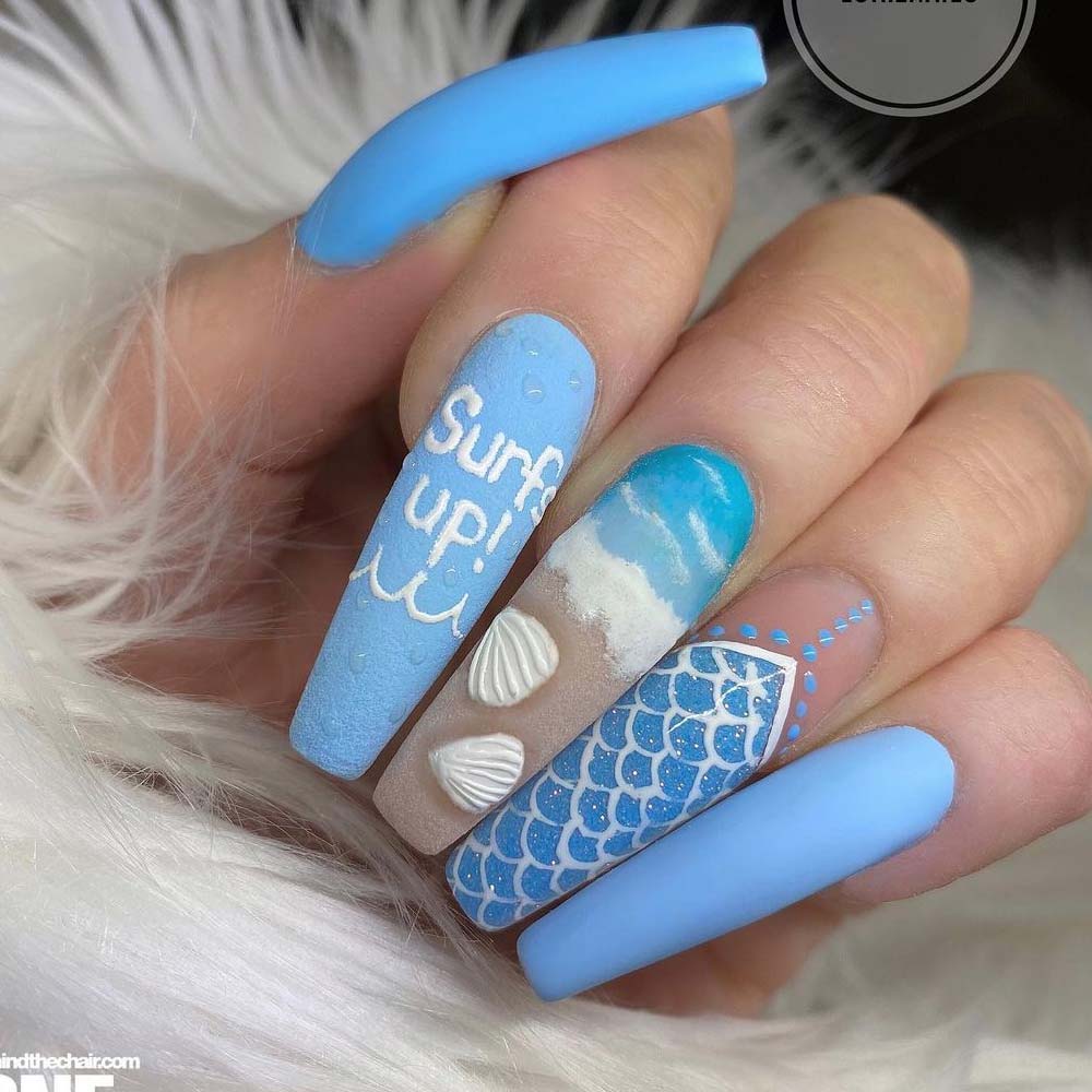 Summer Blue Nails Design