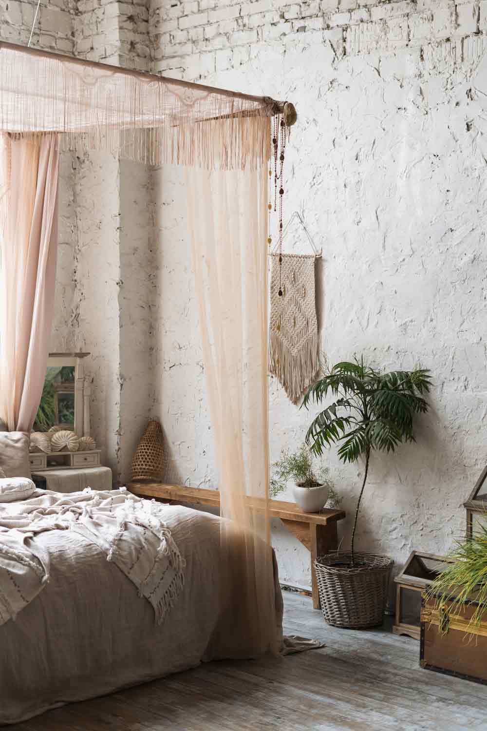 Bohemian Bedroom Idea with Canopy Bed
