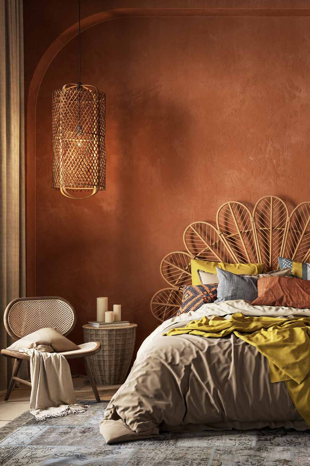 Orange Color Accent for Bohemian Bedroom