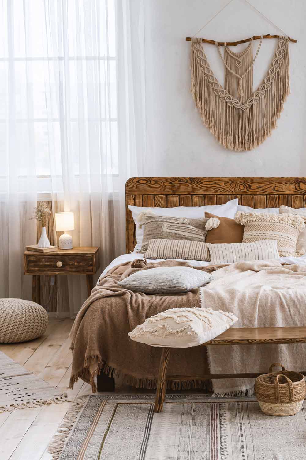 Boho Bedroom with Brown Shades Color Palette