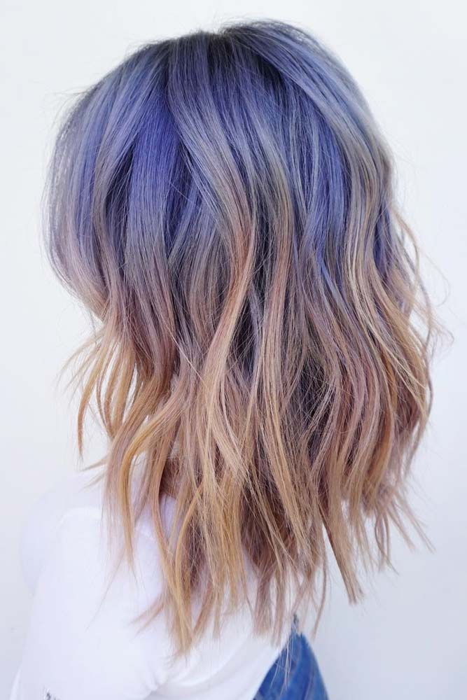 Light Brown Hair With Blue Ombre #blueombre #wavyhairstyle