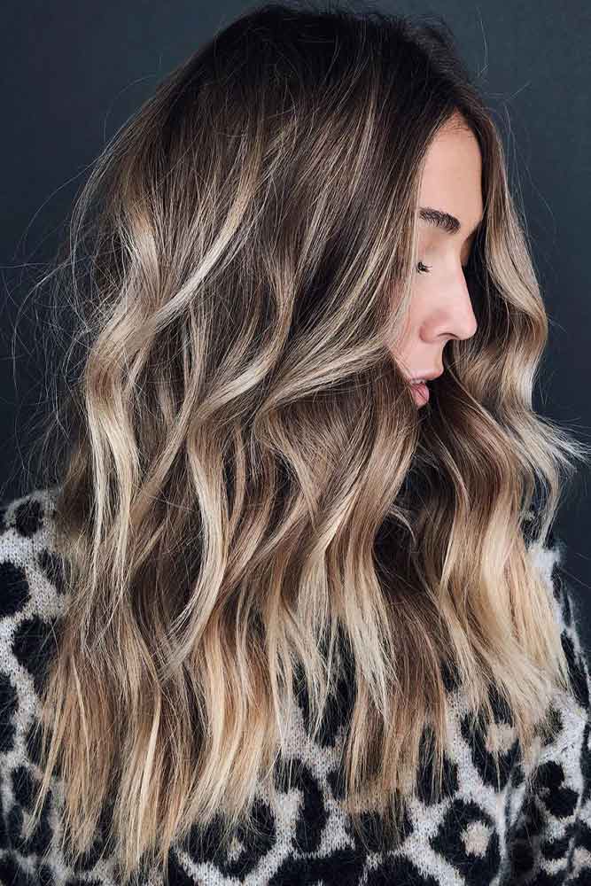 Long Hairstyles With Sandy Brown Balayage #texturedhairstyles #hairhighlights