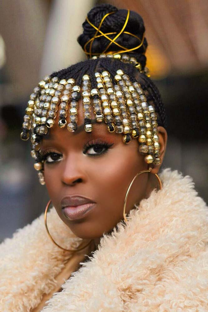 “Look Like Cleopatra” – Cornrows With Decorated Bang #cleopatrastyle #cleopatrahairstyle