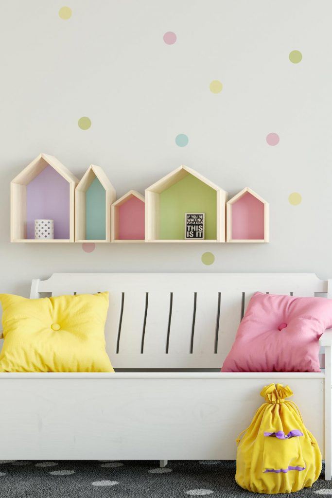 Polka Dots Wall with Shelves Wall Decor