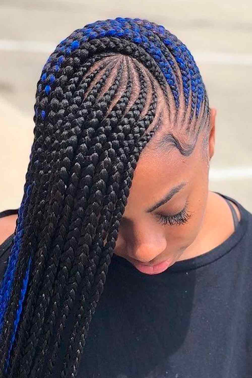 Twist Braids With Blue Accents #limonadebraids #braidedhair