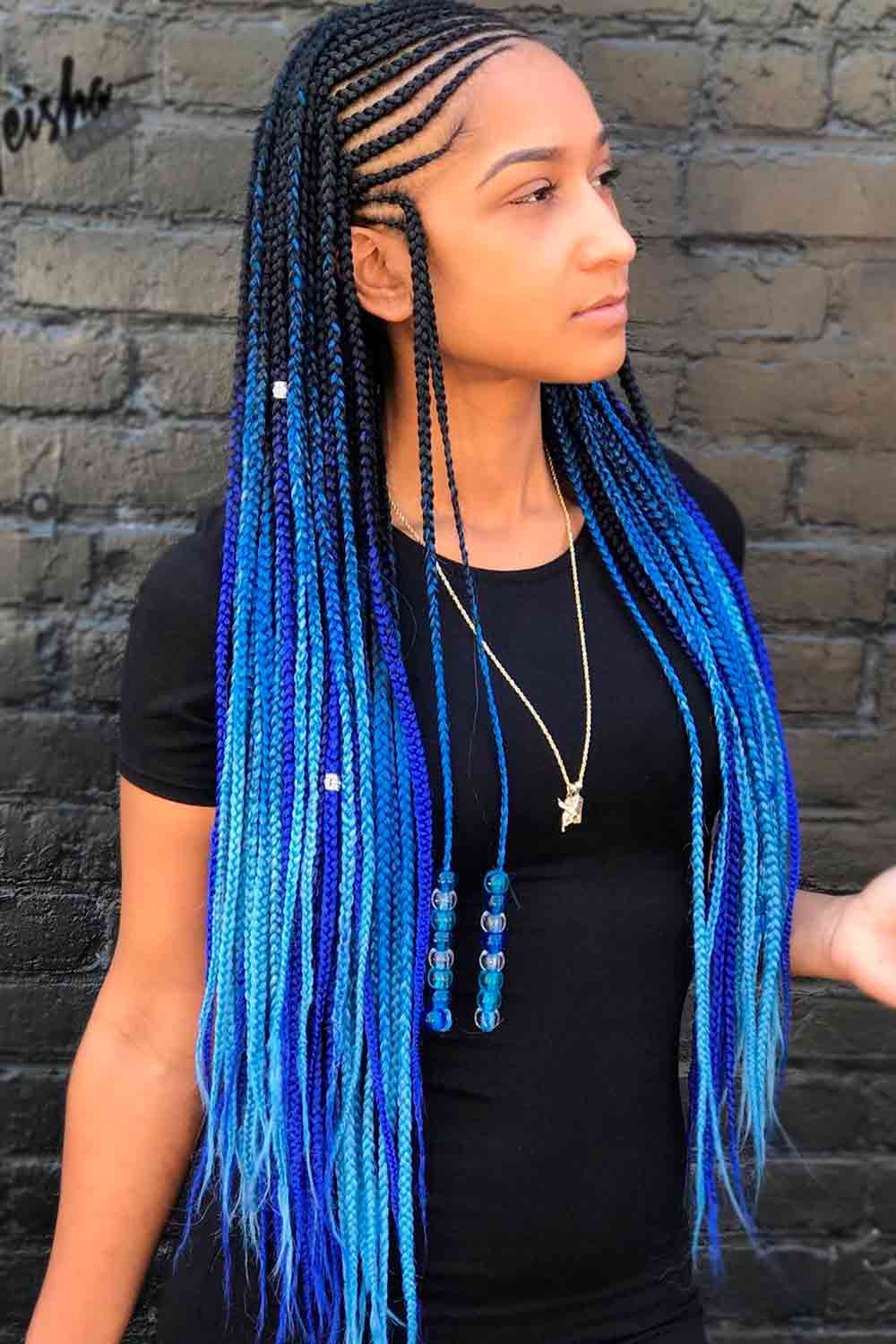 Long Blue Braids #bluebraids #fauxlocks