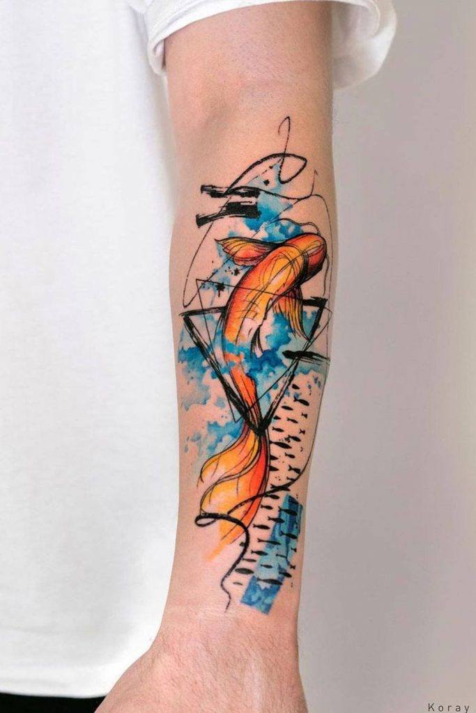Outline Koi Fish Tattoo Design