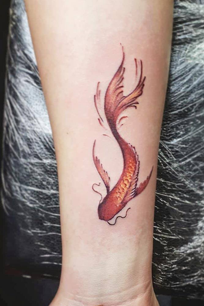 Small Forearm Koi Fish Tattoo #armtattoo