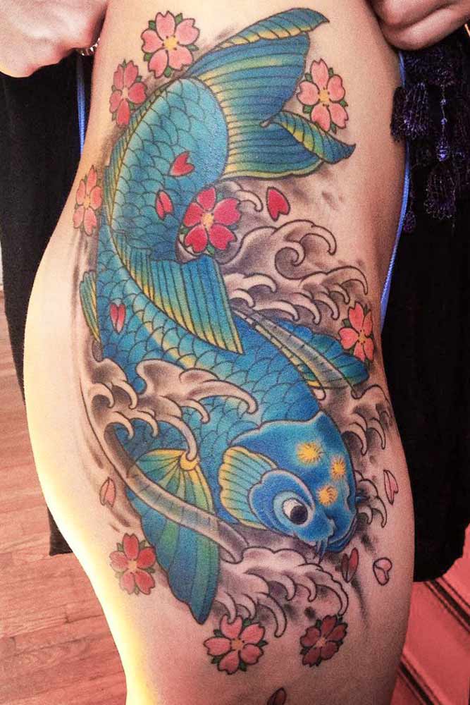 koi tattoo thigh