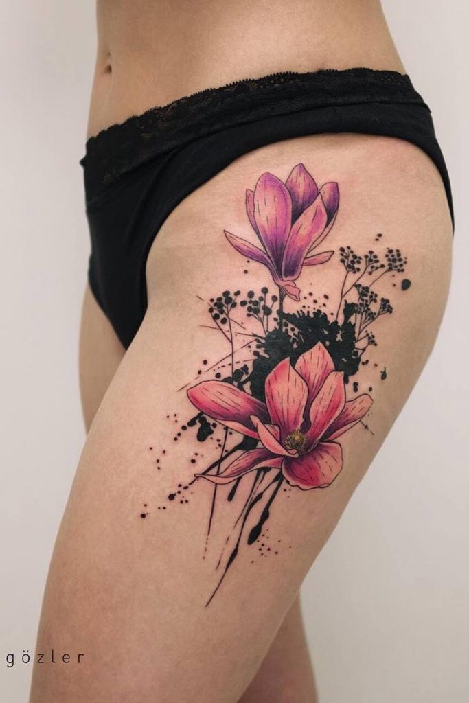 Floral Thigh Tattoo