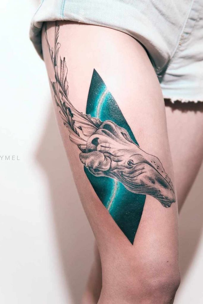 Leg Tattoo with Whale