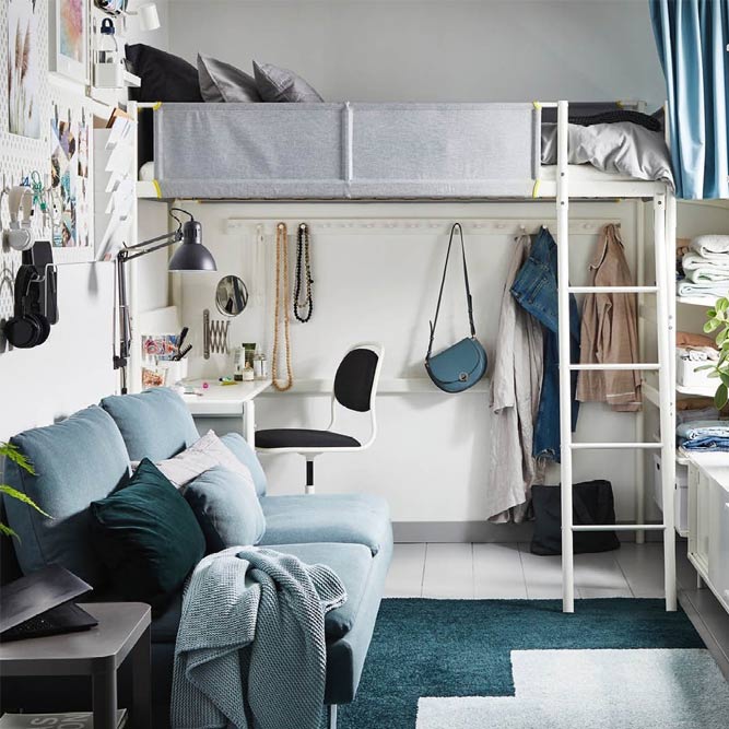 Loft Bed For Small Room Space #clothesorganizer #desk