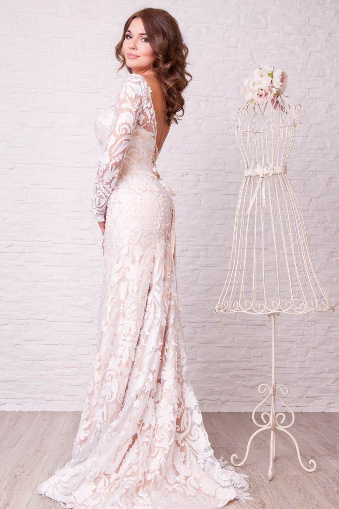 Backless Wedding Dress With Long Sleeves