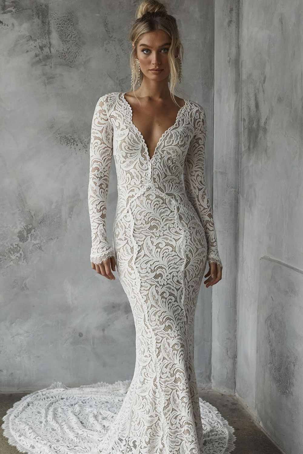 Mermaid Wedding Dress Design with Long Sleeves