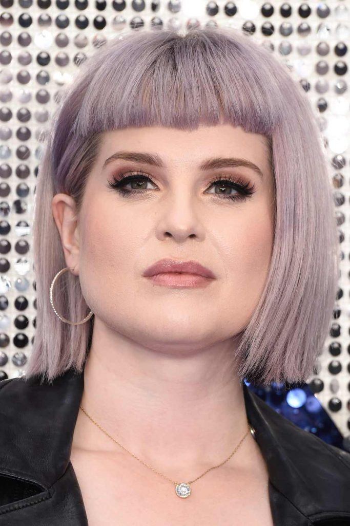 Kelly Osbourne with Purple Bob and Baby Bangs