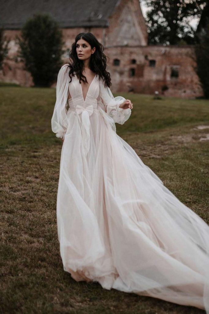 Vintage Wedding Dress with Bishop Sleeves