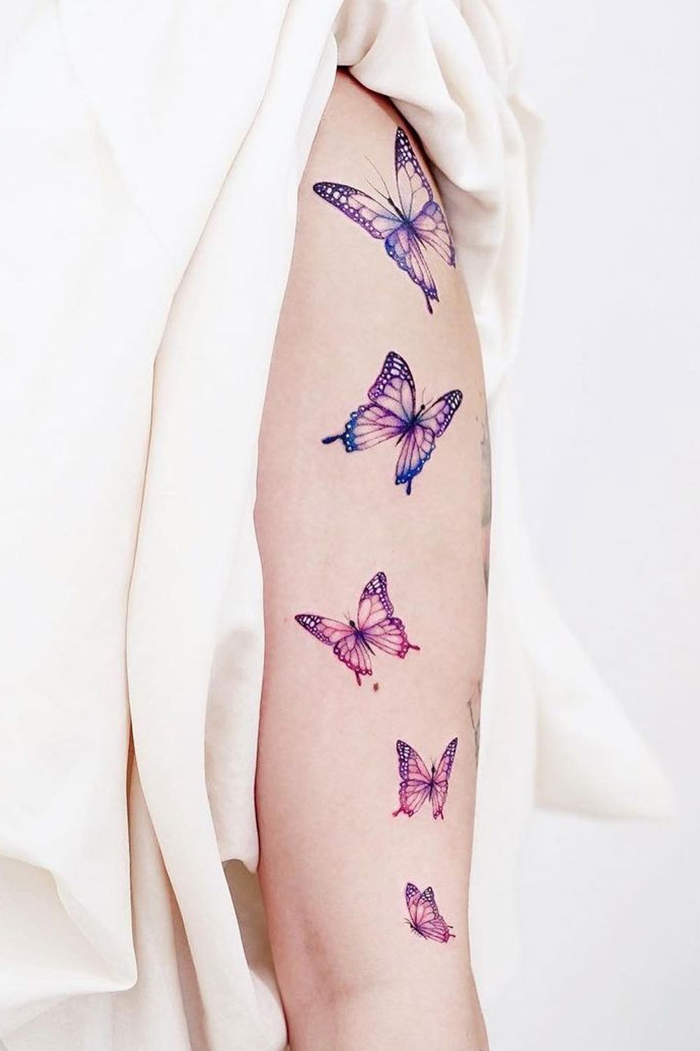Purple and Pink Butterflies Tattoos for Arm