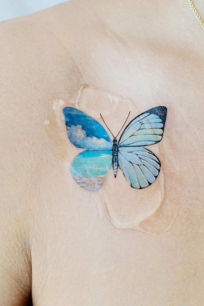 A Blue Butterfly Tattoo  Tattoobitecom  Blue butterfly tattoo Butterfly  tattoo designs Butterfly tattoos images