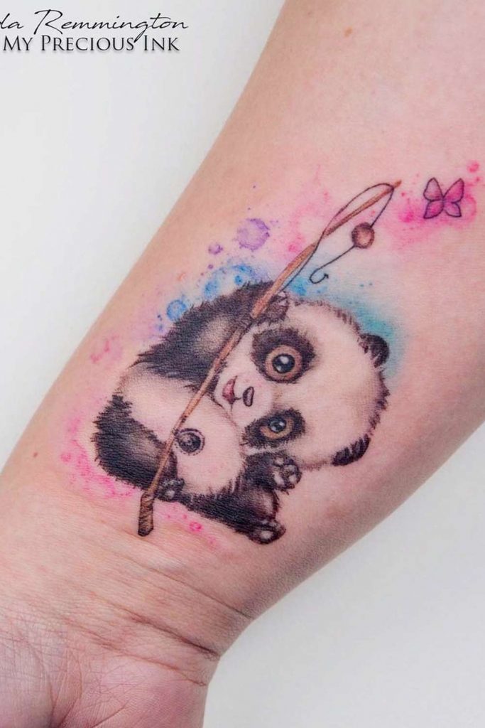 Wrist Tattoo Design with a Little Panda