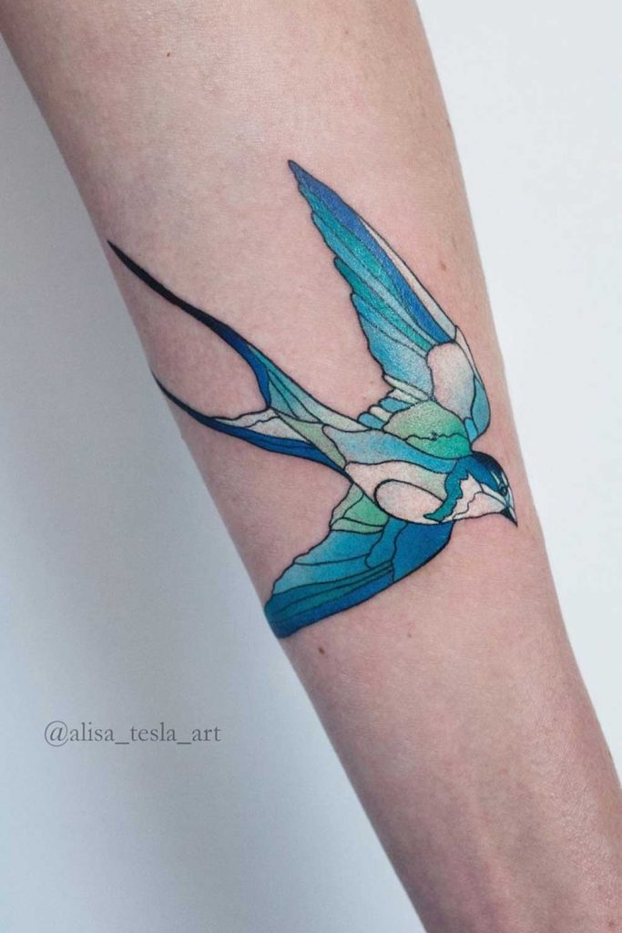 Blue Shades Swallow Tattoo