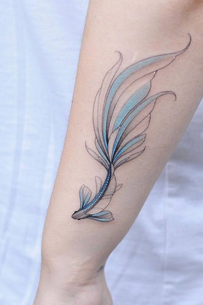 Blue Fish Forearm Tattoo