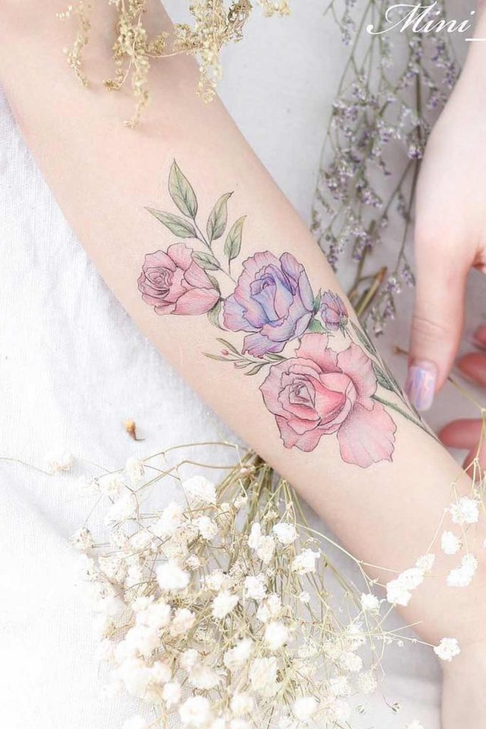 Forearm Tattoo for Women with Roses